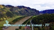 Дорога в горах Алтая вдоль реки Катунь